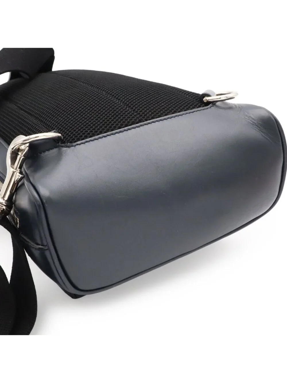 Gucci Guccissima Cross Belt Bag Crossbody Leather Navy Blue Silver